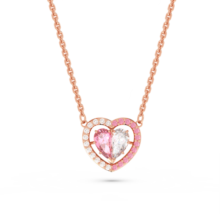 施华洛世奇（SWAROVSKI）GEMA 520半心贴贴项链吊坠轻奢小众爱心生日礼物女 粉红色 5653007
