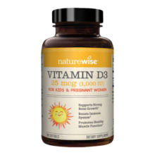 naturewise维生素D3阳光瓶1000IU 活性vd3软胶囊孕期婴幼儿童补钙滴剂360粒