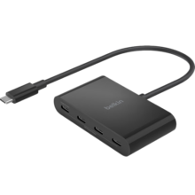 贝尔金（BELKIN）Type-C扩展坞 4合1万兆传输 PD供电100W FRS双向供电 热插拔拓展坞 USB-C转接 兼容雷电