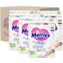 花王（Merries）妙而舒婴儿纸尿裤日本原装进口宝宝尿不湿 整箱装4包S82片(4-8kg)