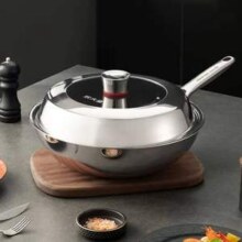Cooker King 炊大皇 TZ32CG 钛尊纯钛32cm无涂层不粘炒锅 带盖