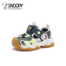 SNOOPY史努比童鞋男童凉鞋夏季新款儿童沙滩鞋网布透气软底休闲鞋 深蓝米 27 码内长约169mm