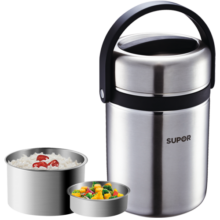 苏泊尔（SUPOR）保温饭盒304不锈钢大容量三层学生便当保温 黑色 3层 1.5L89元 (月销2000+)