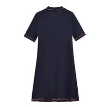 保罗彼得 PAULO PEDRO 女子A字裙领结翻领显瘦显高连衣裙 JACB94140 藏蓝色 XL 120-130斤