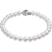 京东百亿补贴：LUKFOOK JEWELLERY 六福珠宝 Ag925花形扣莹泽淡水珍珠手链