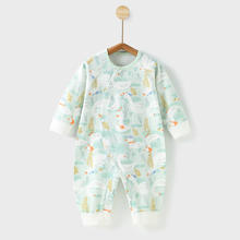 限移动端、京东百亿补贴：婧麒 婴儿衣服纯棉连体衣春秋季新生儿衣服贴身打底满月男女宝宝衣四季 绿色小鹅 59cm