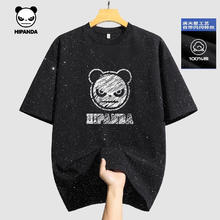 HIPANDA 熊猫满天星潮牌短袖T恤男 2025夏季新款 美式涂鸦体恤 黑 XL