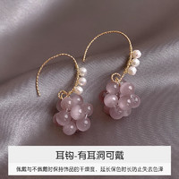 Trendolla 淡水珍珠紫色猫眼石耳环手工织耳钩女轻奢小众设计气质耳饰 淡水珍珠紫色猫眼石耳钩