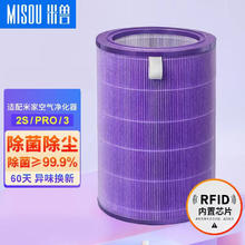 米兽 MISOU 适配小米空气净化器滤芯Pro H 2S Pro123代除甲醛除尘滤芯 除尘除菌无碳版