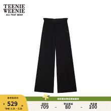 TEENIE WEENIE 小熊2024年夏季仿麻花苞阔腿长裤垂感休闲裤时髦 黑色 170/L