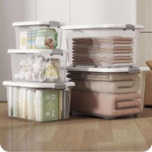 塑料衣物收纳箱 34*24*19cm 中号共2只 透明白