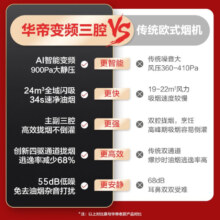 [变频款]华帝(vatti)24m³欧式三腔闪吸创世S7 i11207家用抽油烟机多维降噪挥手感应自动清洗