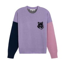 MAISON KITSUNÉ MAISON KITSUNE 秋冬嵌花撞色女士羊毛圆领毛衣针织衫 301574