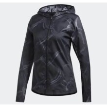 adidas 女子透气耐磨运动服印花拼色防风外套连帽夹克修身款女装99元