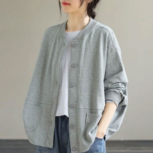 子牧棉麻 女士棒球服外套