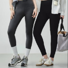plus会员：京东京造鲨鱼皮打底裤女收腹高腰春夏显瘦紧身瑜伽运动芭比裤 黑色 M