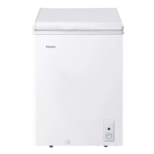 海尔（Haier）出品冰柜家用冷柜卧式减霜一级能效节能速冻小型迷你冰柜 带脚轮筐丨冻140斤肉Leader 100L
