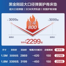 8H超大口径弹簧床垫 软硬双面睡感进口乳胶黄麻护脊抗菌黑金刚床垫 寂静灰 1.8米*2米3299元
