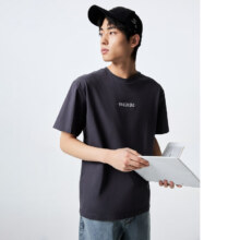 限尺码：JACK&JONES 杰克琼斯 240克重磅纯棉 短袖宽松T恤 男 炭灰E39 XS 160 /165