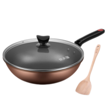 炊大皇（COOKER KING） 不粘锅平底炒锅家用炒菜锅煎锅电磁炉燃气灶通用炒菜锅 咖啡色不粘炒锅 32cm