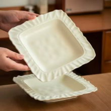 京喜自营 玉蝶方盘 奶油黄 8.5英寸 2个装
