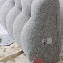 京喜自营 棉麻三角床头靠垫 透气棉麻面料-原石灰 100*50*20cm71.03元包邮（需领券）