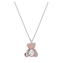 施华洛世奇（SWAROVSKI）TEDDY小熊项链吊坠轻奢小众送女友闺蜜生日礼物女 心动小熊 镀白金色 5599168