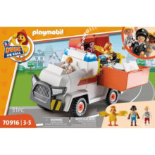 摩比世界（playmobil）鸭鸭救援队 动物救护车 男女孩过家家拼装玩具 生日礼物