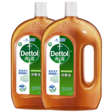 滴露（Dettol）消毒液灭活流感冠状病毒消毒水除菌1.8L*2洗衣家居宠物除螨杀菌