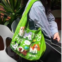 绿色踏青狗 单肩包