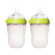 可么多么（como tomo）宝宝奶瓶新生儿 宽口硅胶奶瓶防摔 250ml*2 绿色 (3-6月)