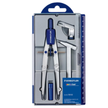 施德楼（STAEDTLER）中车圆规 精准工程绘图工具套装 金属机械制图学生考试用铅芯夹笔两用款配延长器550-02