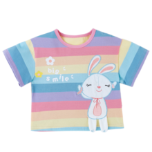 JELLYBABY可爱彩虹条T恤女夏季新款婴幼儿童女童童装上衣 彩色条纹 80