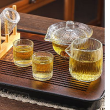 20点 ：夏恩玻璃家用 泡水茶具套装 公道杯+盖碗+4小杯  *2件