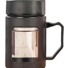春夏季玻璃水杯  商务把手杯黑色 500ml 1只