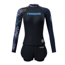 TOSWIM拓胜分体泳衣女长袖保守显瘦冲浪服游泳衣深邃密叶【京东专供】399元 (券后省0.9)