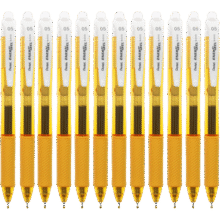 派通（Pentel）BLN105按动黑色中性笔高颜值0.5mm签字笔商务学生速干水笔水性笔文具 橙杆黑芯12支装70元 (月销5000+)