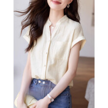 TITI 2025夏季新款简约高级感气质小衫女V领纯棉衬衫134元