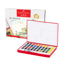 辉柏嘉（Faber-castell）固体水彩36色 固体颜料 水彩颜料 画笔套装 升级版（配自来水笔 吸水海绵条）576036美术写生75.5元