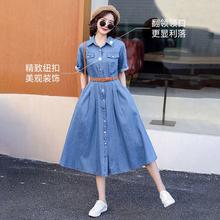 真维斯 女装夏季新款宽松百搭通勤舒适短袖牛仔连衣裙LE 蓝色8500 (不含腰带） L 165/88A券后58.45元
