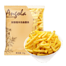 plus会员: 安格瑞冷冻3/8波浪曲薯条1kg/袋 *6件 +凑单44.34元（7.39元/件）
