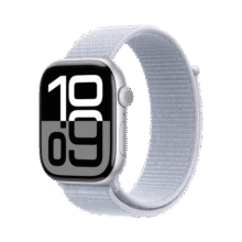 Apple【520礼物】Watch Series 10 智能手表GPS款46毫米银色铝金属表壳青云色回环式运动表带2549元 (券后省650,月销1w+)