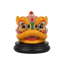翊珗（YIXIAN） 醒狮摆件国潮舞狮佛山文创陶瓷石湾公仔装饰工艺品商务礼品定制 红彩狮头(精美礼盒+圆形底座)268元