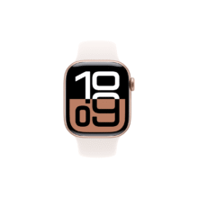 再降价、16日20点：苹果 Apple Watch Series 10 智能手表 GPS款 42mm 玫瑰金色 淡桃粉色橡胶表带 S/M1869.15元