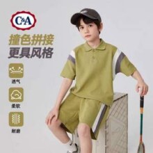 C&A 2025新款中大童拼接撞色Polo套装36.9元包邮