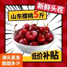 山东大樱桃 国产车厘子 净重4斤 22-26mm新低49.9元包邮（12.47元/斤）