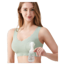 婧麒哺乳内衣免手扶搭配吸奶器可拆卸无钢圈吸乳孕产妇文胸 浅绿 XXL79元