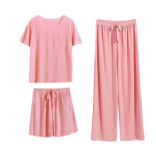 男女同款【魔悦】冰丝睡衣三件套家居服套装19.9元