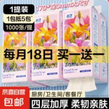 18日0点白 菜 价集合！蓝漂本色纸巾悬挂式抽纸面巾纸 1000张4层加厚 1提￥2.00