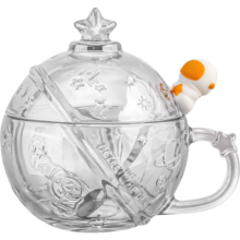 乐唯诗（NERVISHI）玻璃水杯带盖勺星空杯早餐杯牛奶杯果汁杯 星球杯｜皓月白｜ 320ml 1只13.9元